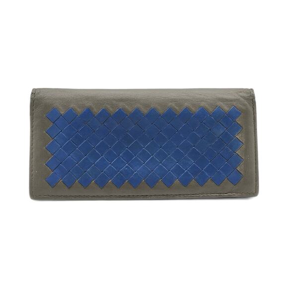 Bottega Veneta Handbags - Bottega Veneta Nappa Intrecciato Bi-Fold Wallet in Gray Blue
